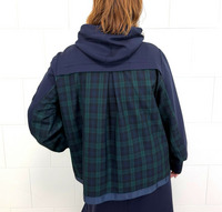 フード付きチェック切替ジャケット