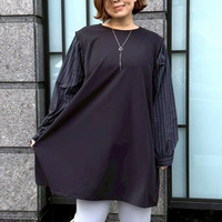 ドライスーティング袖ストライプチュニック