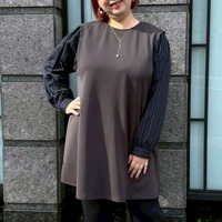 ドライスーティング袖ストライプチュニック