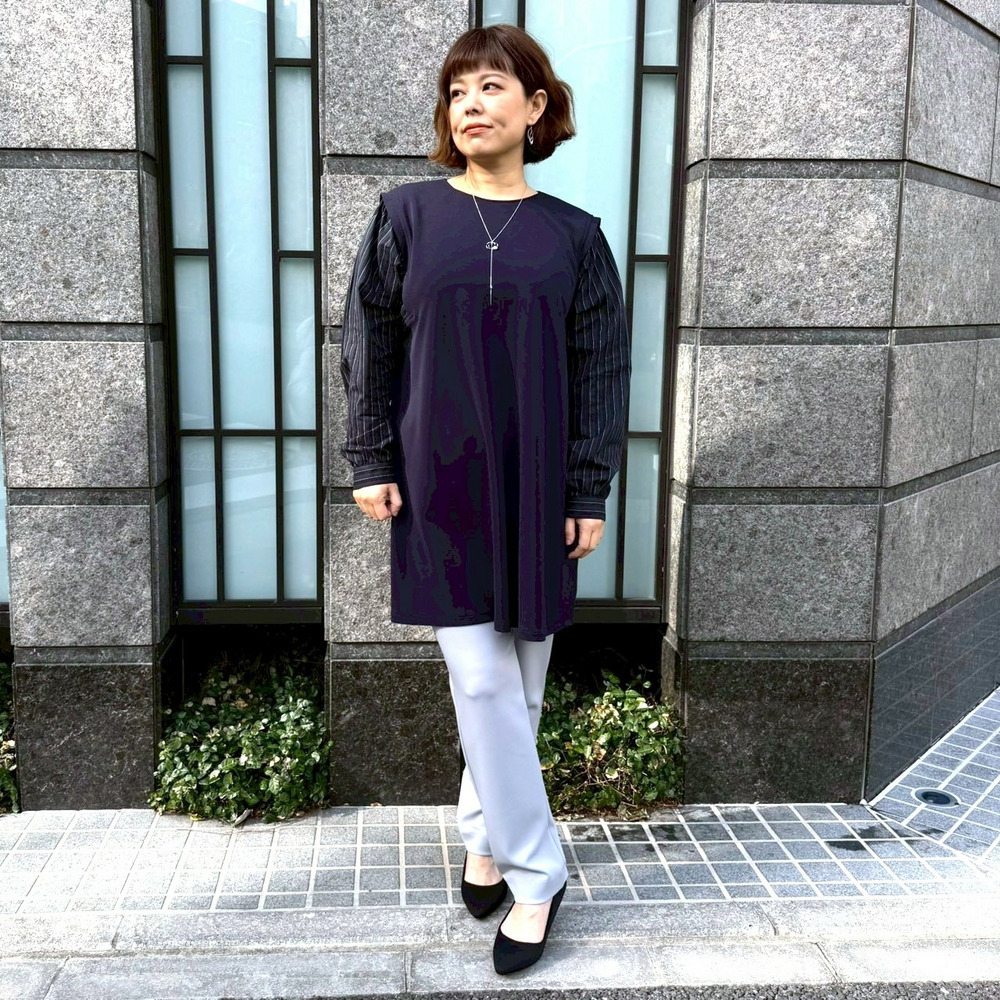 ドライスーティング袖ストライプチュニック3