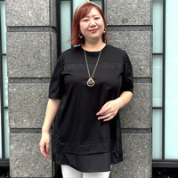 【接触冷感】裾切替チュニック 大きいサイズ セピア