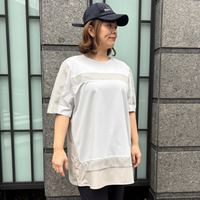 【接触冷感】裾切替チュニック 大きいサイズ セピア