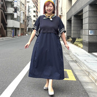 【接触冷感】ハンカチスリーブロングワンピース 大きいサイズ セピア