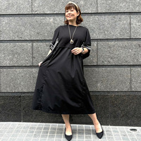 【接触冷感】ハンカチスリーブロングワンピース 大きいサイズ セピア