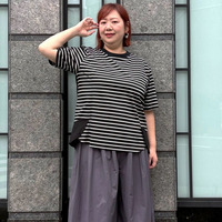 ボーダー切替プルオーバー 大きいサイズ セピア