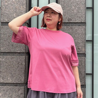 袖オーガンジーレースプルオーバー 大きいサイズ セピア