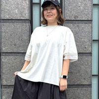 袖オーガンジーレースプルオーバー 大きいサイズ セピア