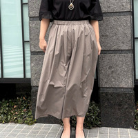 ナイロンワッシャーガウチョパンツ 大きいサイズ セピア