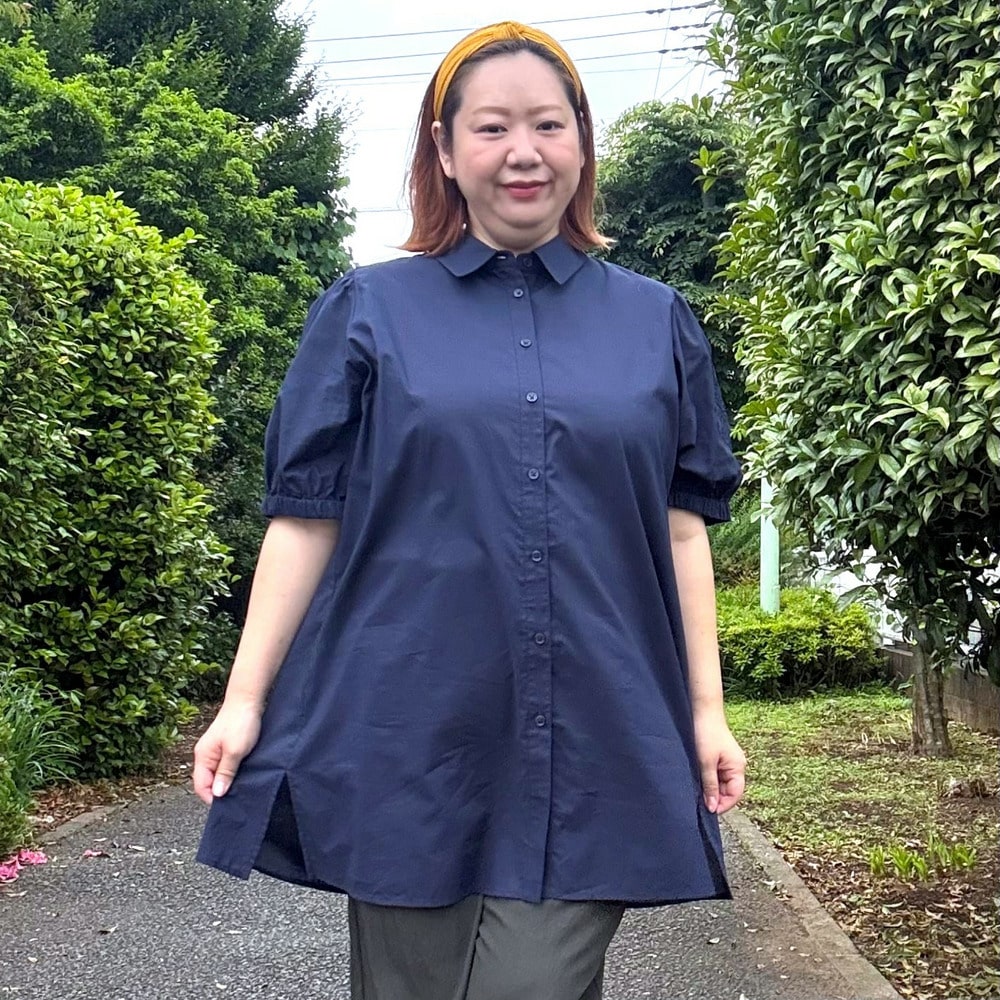 袖刺繍ロングブラウス