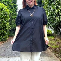 袖刺繍ロングブラウス