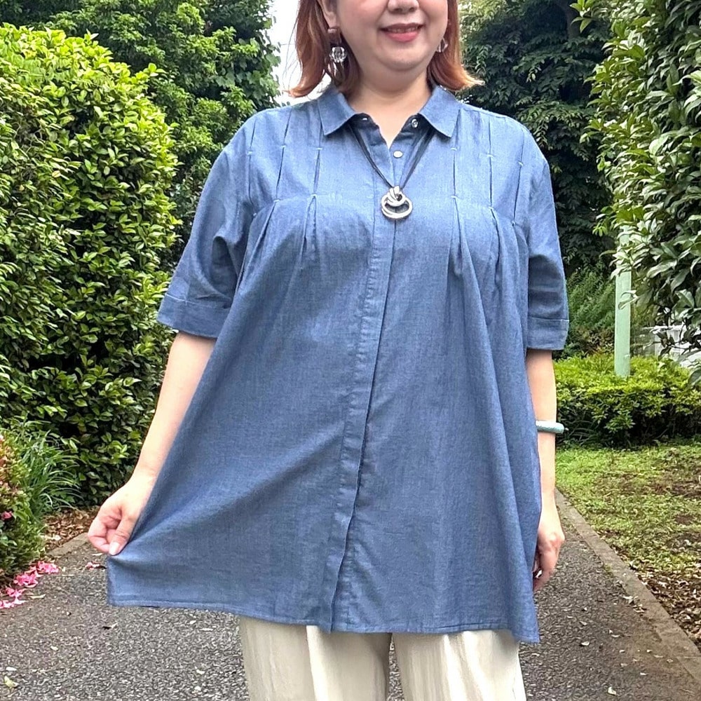 2.5オンスデニムロングブラウス
