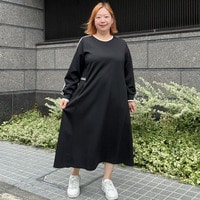 袖コードダンボールニットロングワンピース