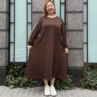 袖コードダンボールニットロングワンピース