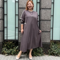 袖コードダンボールニットロングワンピース