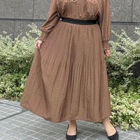 幾何柄プリントプリーツロングスカート