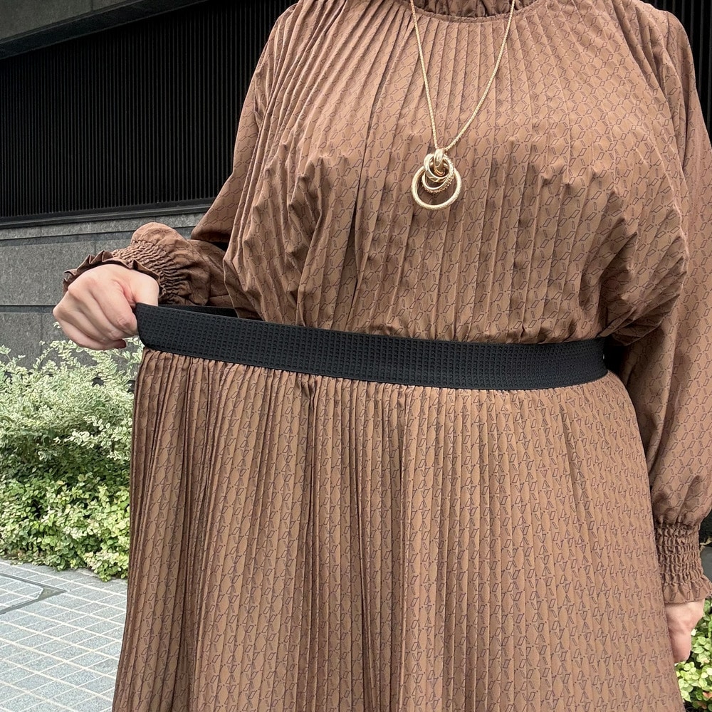 幾何柄プリントプリーツロングスカート4
