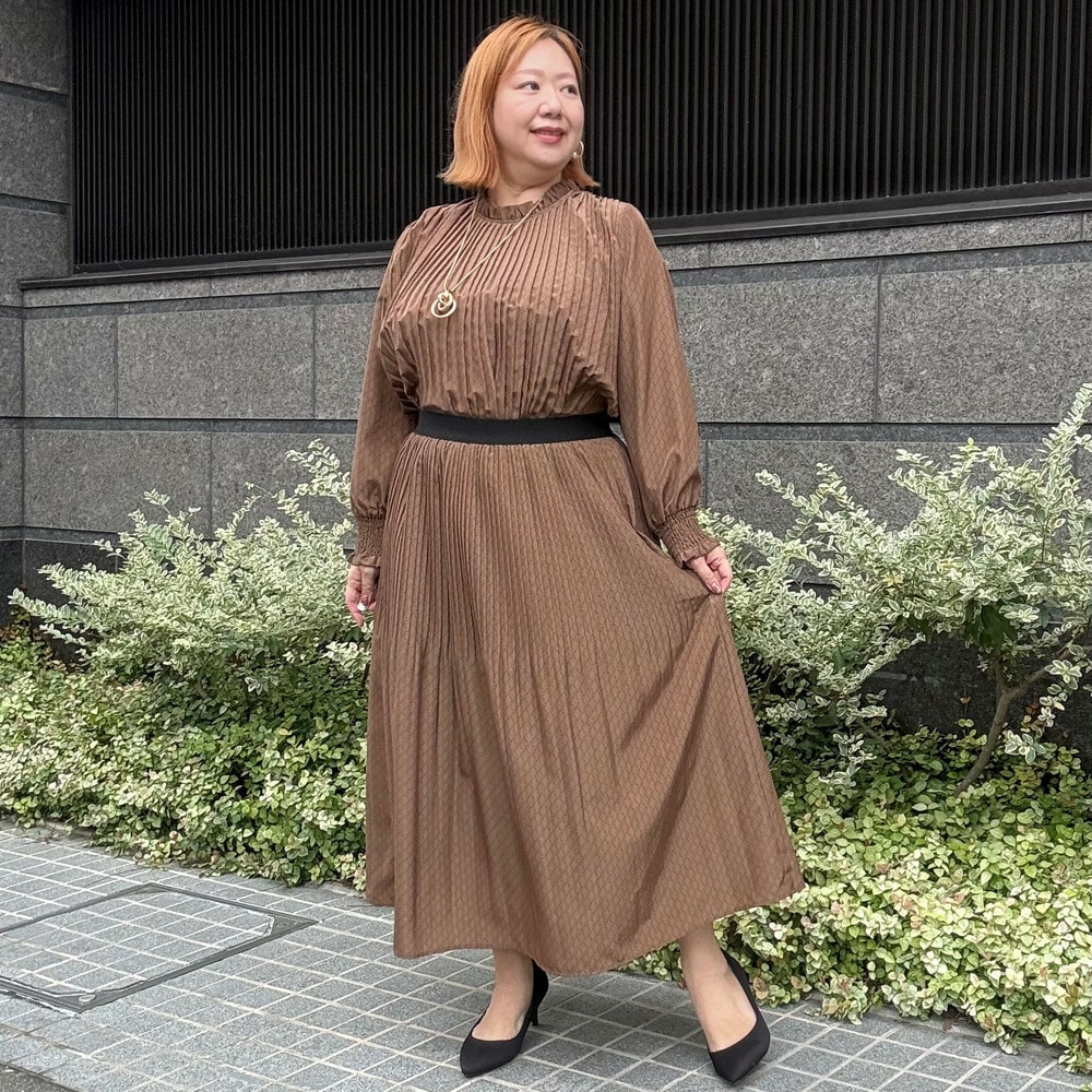 幾何柄プリントプリーツロングスカート7