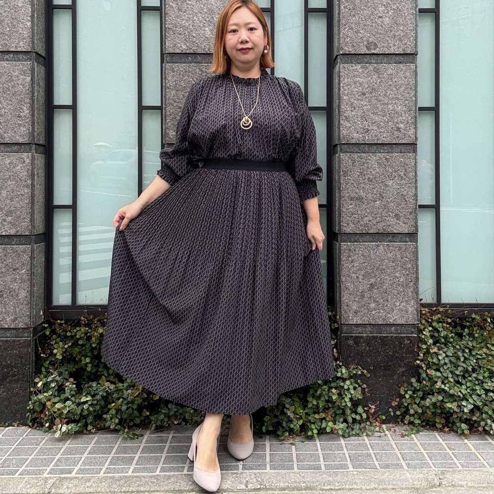幾何柄プリントプリーツロングスカート9