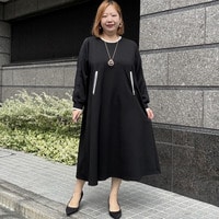 ダンボールニットファスナーポケットロングワンピース