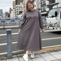 ダンボールニットファスナーポケットロングワンピース