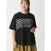 チェック切替ロゴプリントTシャツ