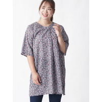 小花プリントチュニック 大きいサイズ セピア