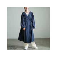 大きいサイズ レディース 深Vネックバックベルトジャンパースカート