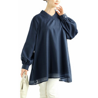 大きいサイズ レディース バックリボンオーガンジーチュニック