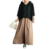 大きいサイズ レディース フード付きドルマンドッキングワンピース