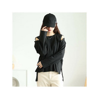 大きいサイズ レディース オープンショルダーコットンカットソー