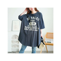 ロゴプリントコットンチュニックTシャツ 大きいサイズ レディース 