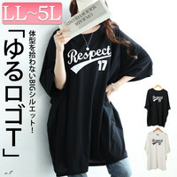 大きいサイズ レディース ロゴプリントドルマンチュニックTシャツ