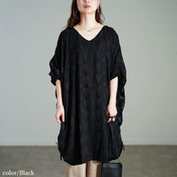 大きいサイズ レディース 幾何学柄ドロストBOXチュニック