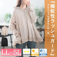 大きいサイズ レディース UVカット＆耐塩素裾フリルラッシュガード
