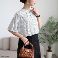 大きいサイズ レディース 接触冷感ドット柄ストレッチブラウス