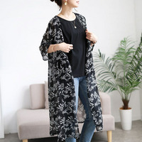 大きいサイズ レディース 花柄シフォンロングカーディガン＆タンクトップ2点セット