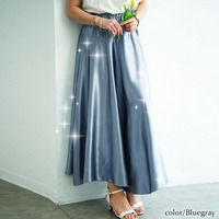 大きいサイズ レディース ヨーク切り替えフレアサテンスカート