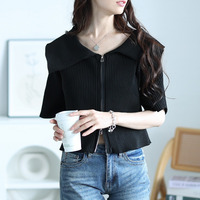 大きいサイズ レディース ビックカラースポンジリブZIPニット