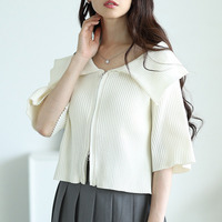 大きいサイズ レディース ビックカラースポンジリブZIPニット