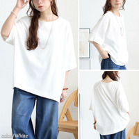 大きいサイズ レディース コットンワッフルドルマンTシャツ
