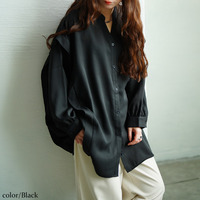 大きいサイズ レディース タックショルダースキッパーシャツ