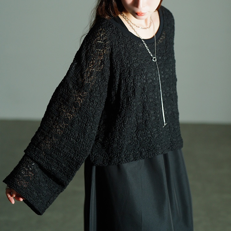 大きいサイズ レディース レースプルオーバー&ノースリーブワンピース2点セット10