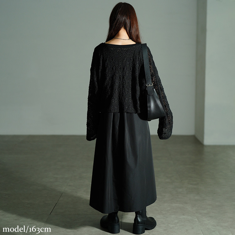 大きいサイズ レディース レースプルオーバー&ノースリーブワンピース2点セット9