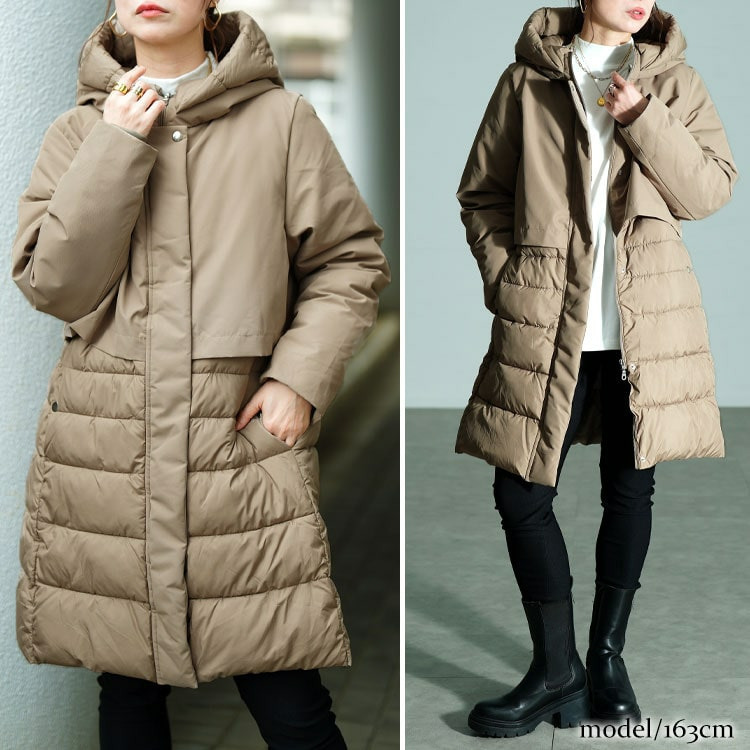 大きいサイズ レディース 撥水&防風ファイバーダウンコート12