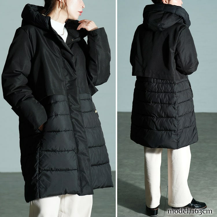 大きいサイズ レディース 撥水&防風ファイバーダウンコート8