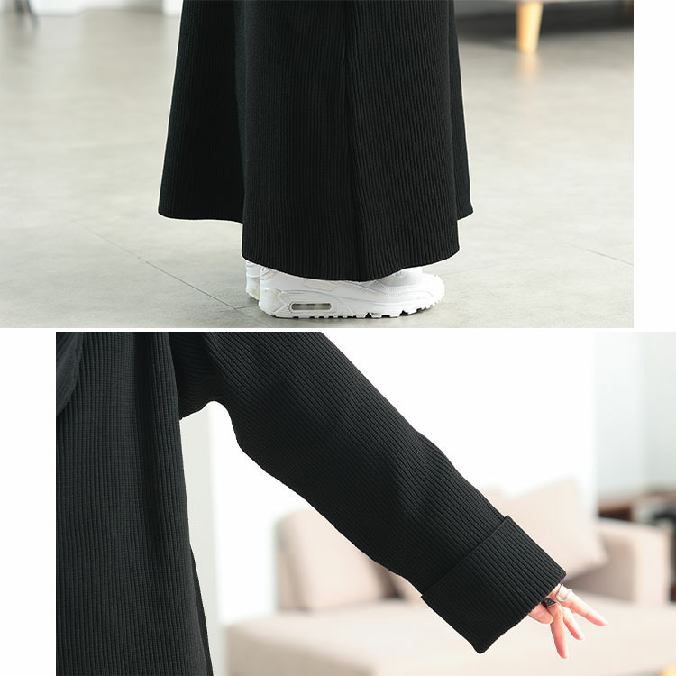 大きいサイズ レディース ハーフZIP畦編みニットワンピース6