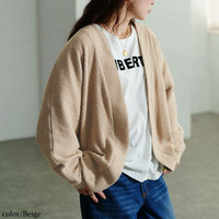 大きいサイズ レディース ワッフルドルマンカーディガン