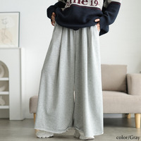 大きいサイズ レディース 異素材切り替えワイドスウェットパンツ