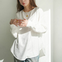 大きいサイズ レディース バックタックラウンドヘムプルオーバー