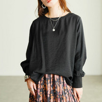 大きいサイズ レディース バックタックラウンドヘムプルオーバー